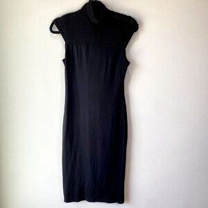 Lulus Black Turtle Neck Short Sleeve Dress S